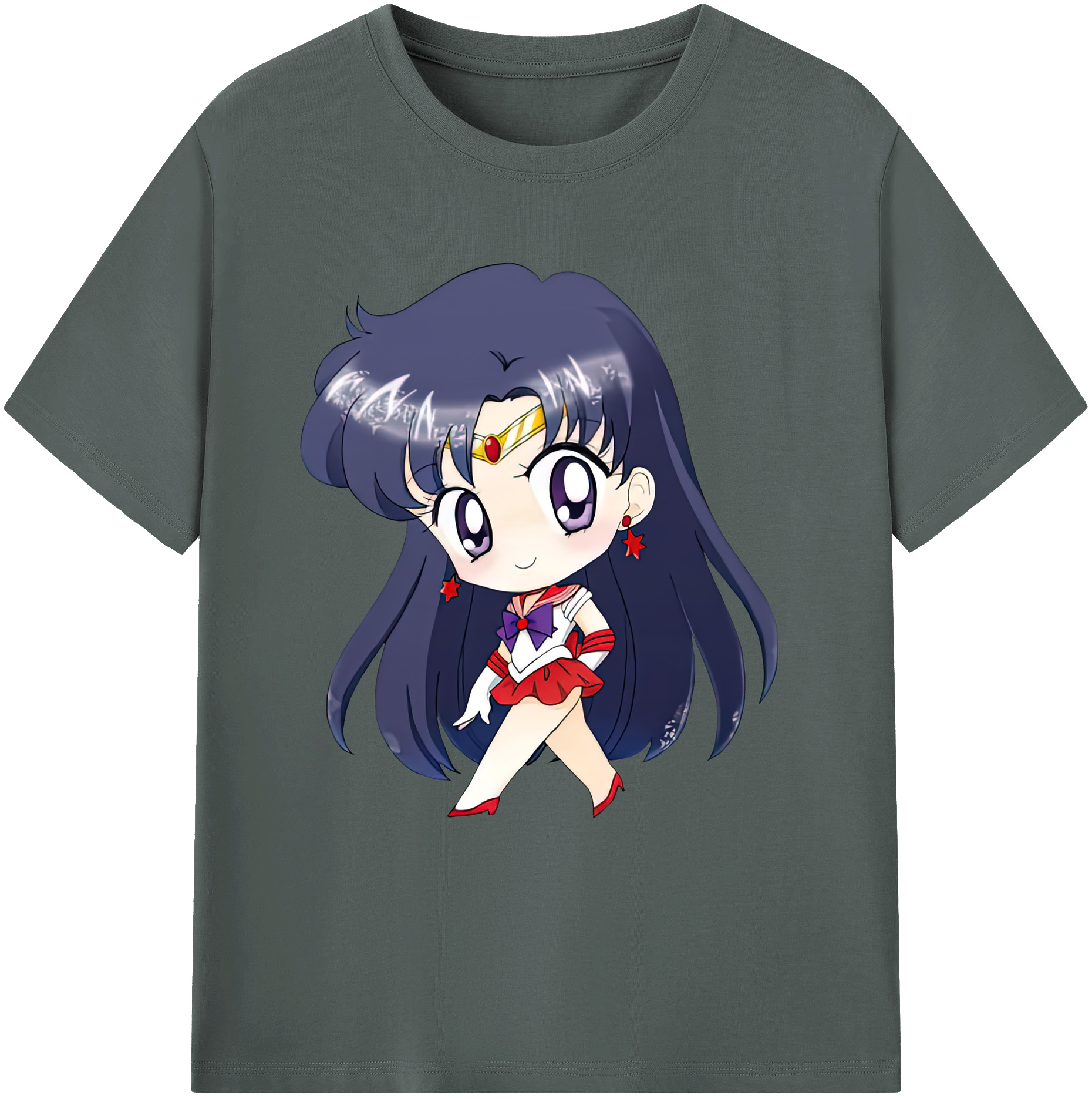 （画像用） 美少女戦士セーラームーン 火野レイ ひの レイ Sailor Moon Hino Rei （セーラーマーズ,Sailor Mars） 綿100％ メンズ半袖Tシャツ｜肌触りやわらか＆通気性